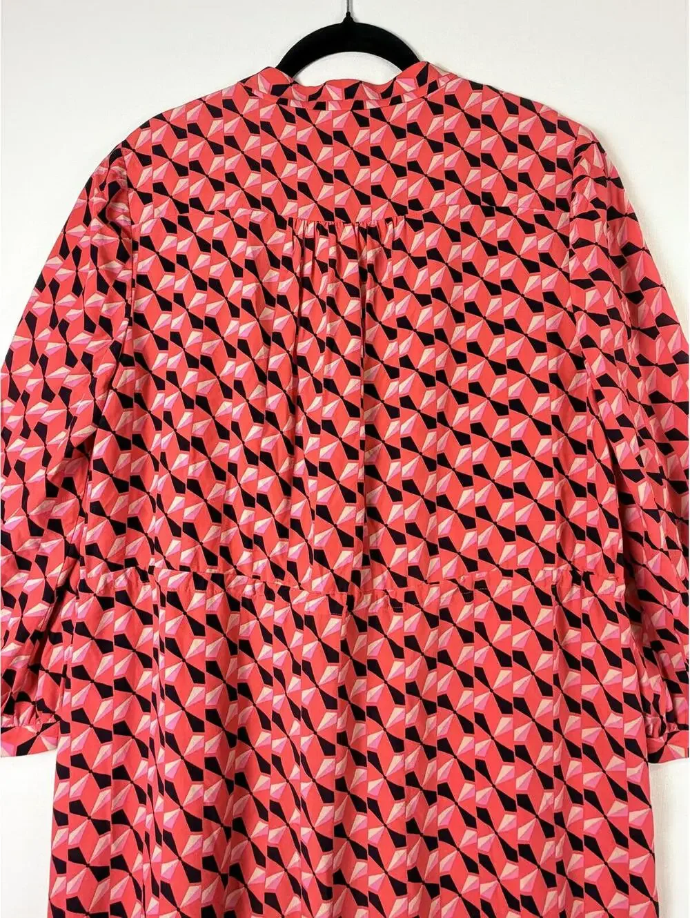 Kate Spade New York Pink Red Geometric Pinwheel‎ Silk Spinner Shirtdress Medium